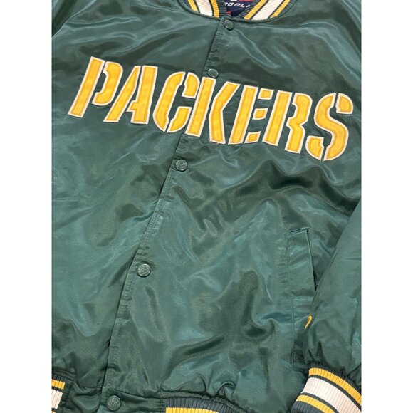 Vintage Pro Player Green Bay Packers NFL Satin Bomber Jacket Green Men's Large - Picture 5 of 6